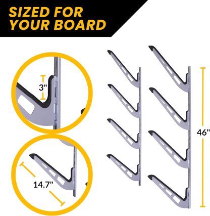 Surfboard Wall Rack | 4-Tier Horizontal Surf Board Rack | Anti-Sway Patent-Pending Arm Mount Design | USA Designed - Image 5