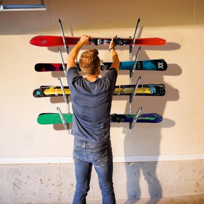 Ski Storage Rack for Garage | 4-Tier Horizontal Ski Rack and Indoor Garage Organizer | Anti-Sway Patent-Pending Arm Wall Mount | USA Designed - Image 6
