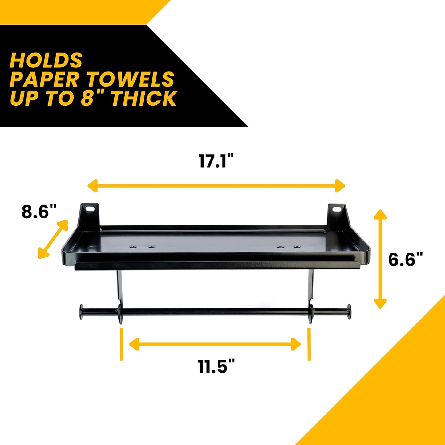 Garage Paper Towel Holder - Wall Mount Shelf | Holds 50lbs | Garage, Home, Shop Organization